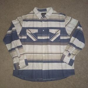 Coastal Men's Button Up Flannel Size XXL Tan Blue